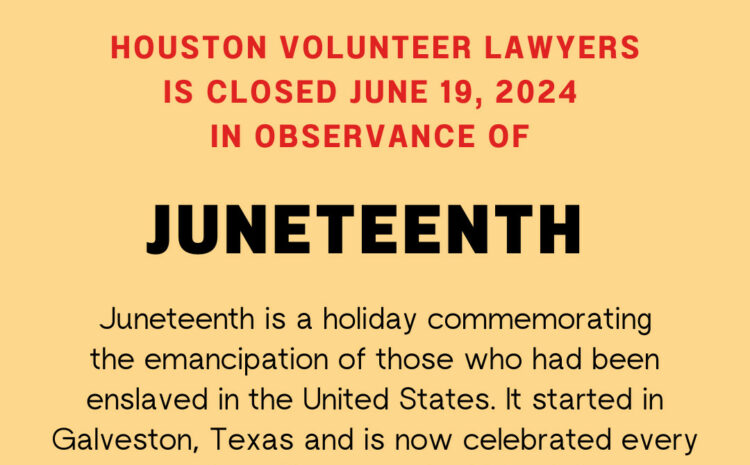 HVL Closed for Juneteenth