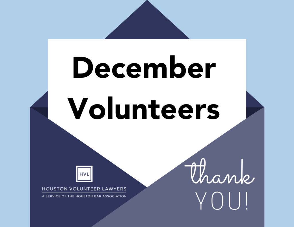 Thank You, December Volunteers!